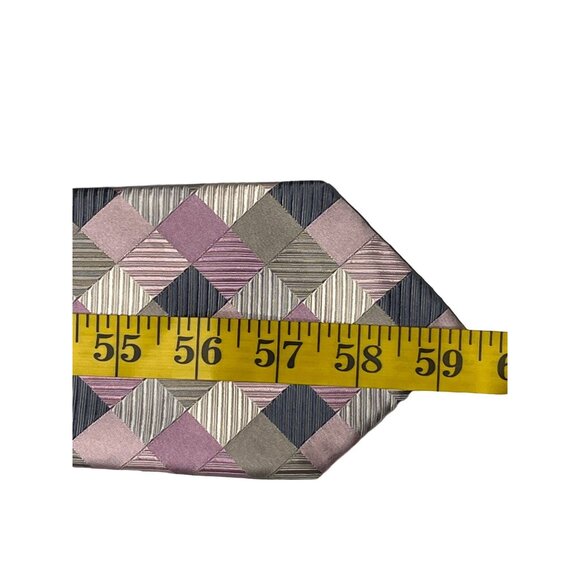 Geoffrey Beene Tie Mens Silk Necktie Pink Gray Plaid Work Business Career Office - Picture 11 of 12